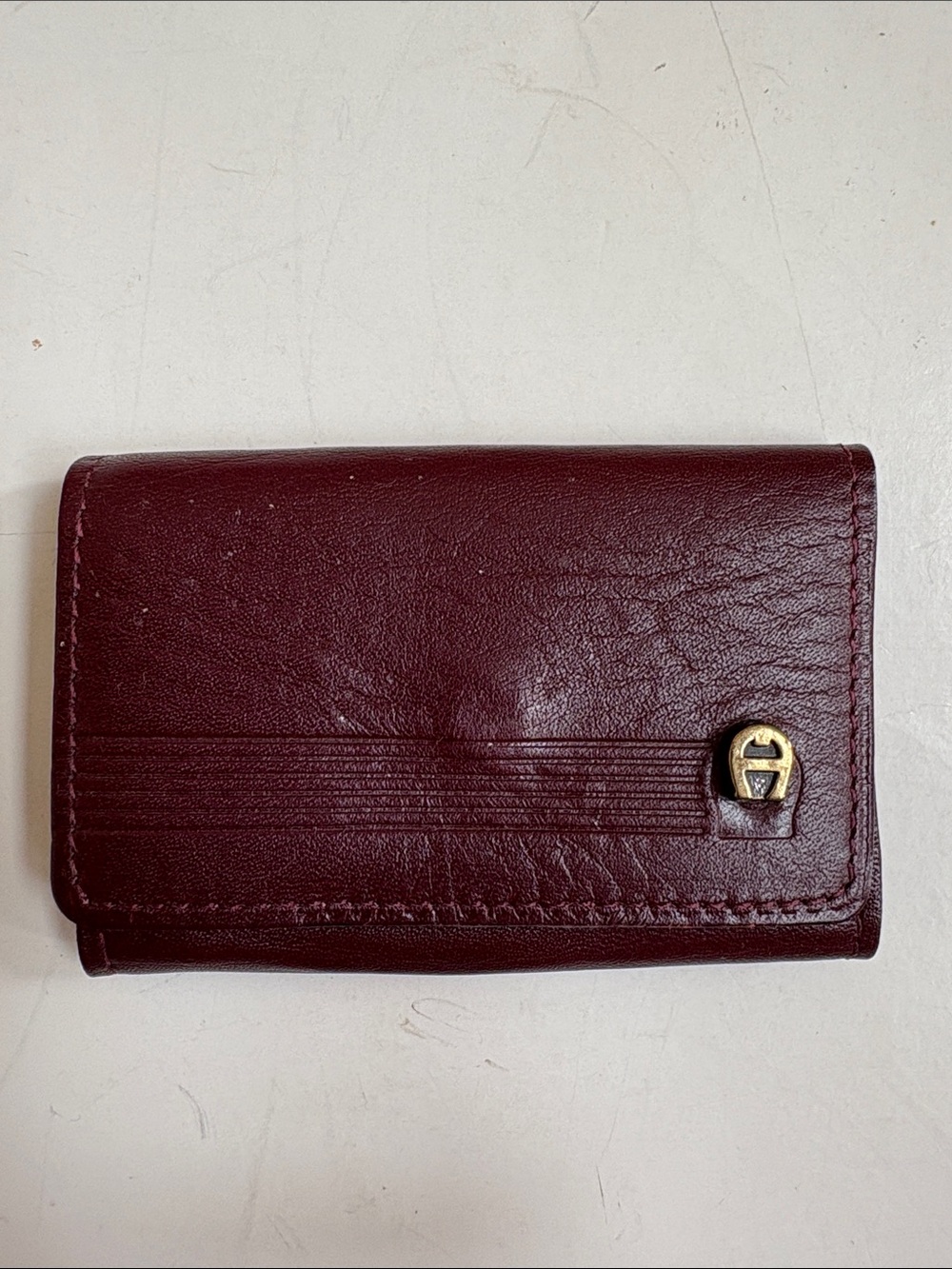 Vintage Etienne Aigner Burgundy Oxblood Leather Key & Card Holder Made in USA